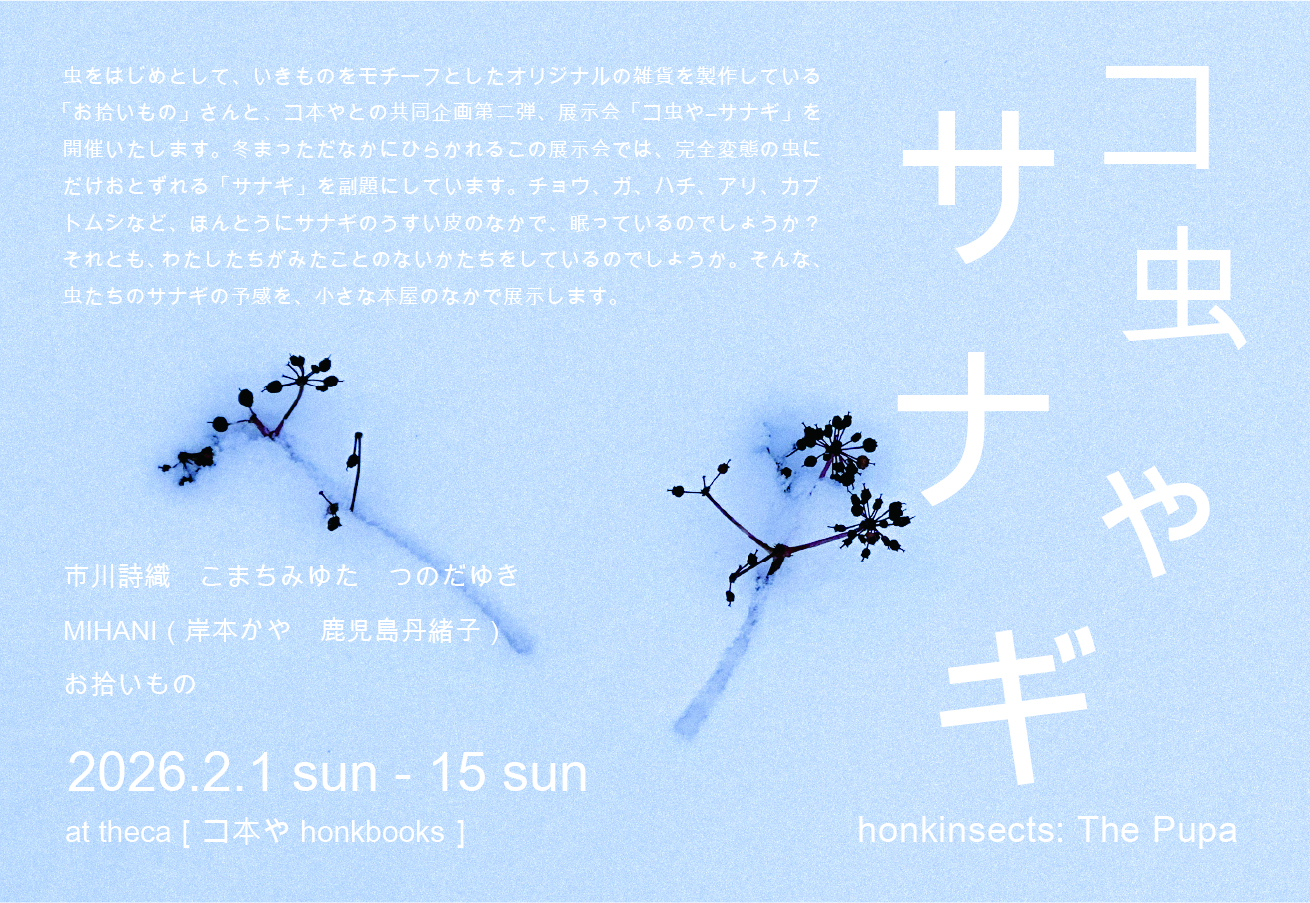 ［展示会］「コ虫や―サナギ」honkinsects: The Pupa 2026/2/1(日)-15(日)